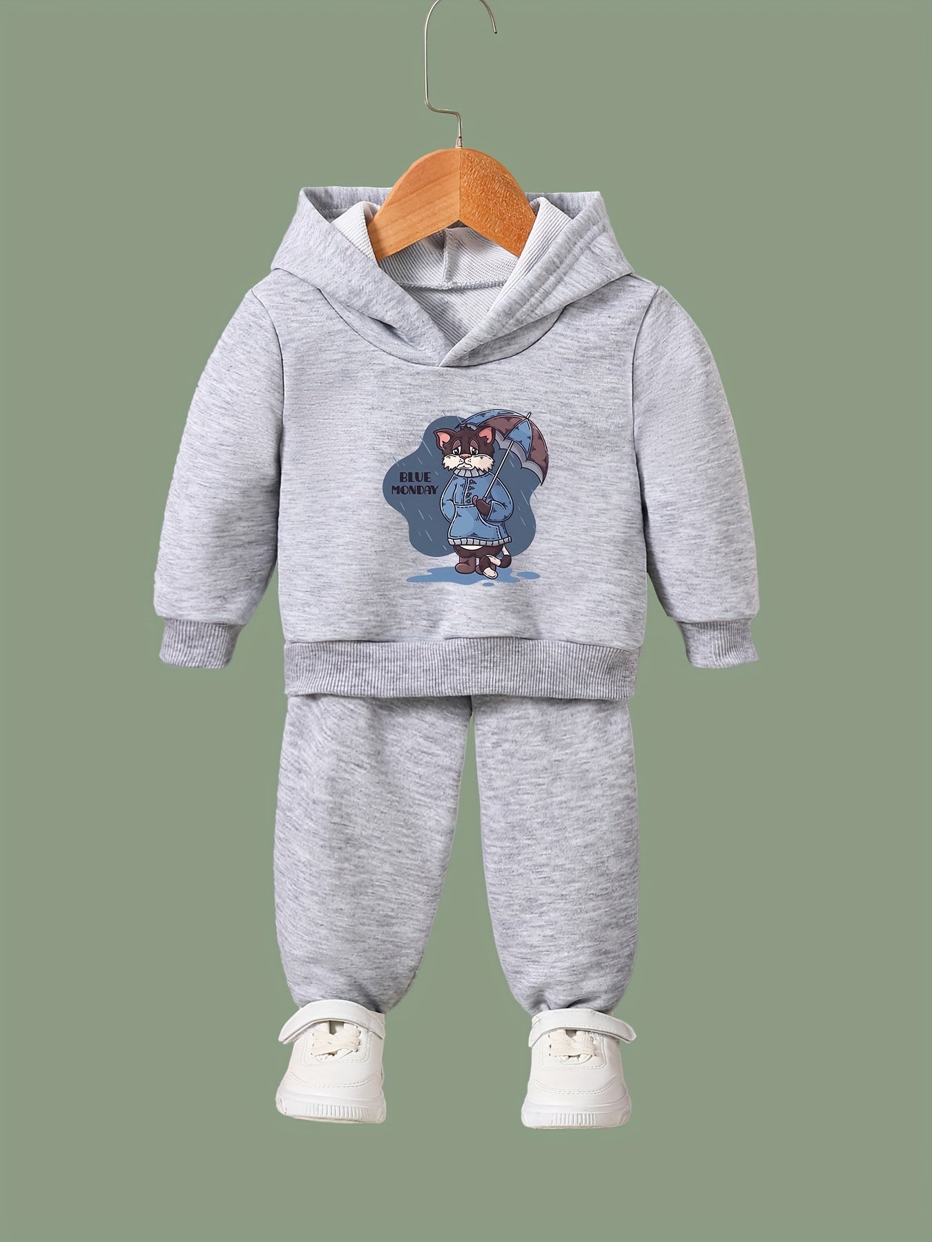Sorrowful Cat Print 2pcs Girls Outfits For Sports Spring Fall Outdoor Gift