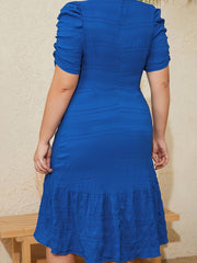 Plus Size Women's Ruched Sleeve Waist Dress