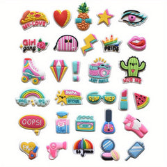 30pcs Cactus Pattern Shoe Charms For Clogs Jibts Bubble Slides Sandals