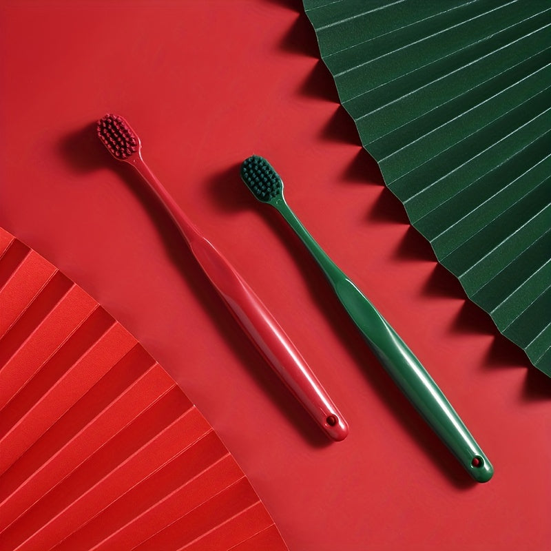2pcs Macaron Wide Head Toothbrush Couple Bamboo Charcoal Soft Bristle