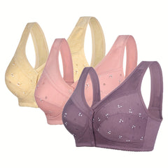 3 Pack Plus Size Bra Set Women's Plus Ditsy Floral Print Wireless Bralette
