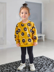 Girls' Flowers Allover Print Casual Sweatshirt Top