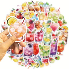 50pcs Watercolor Drink Series Graffiti Stickers Desktop Water Cup Decoration