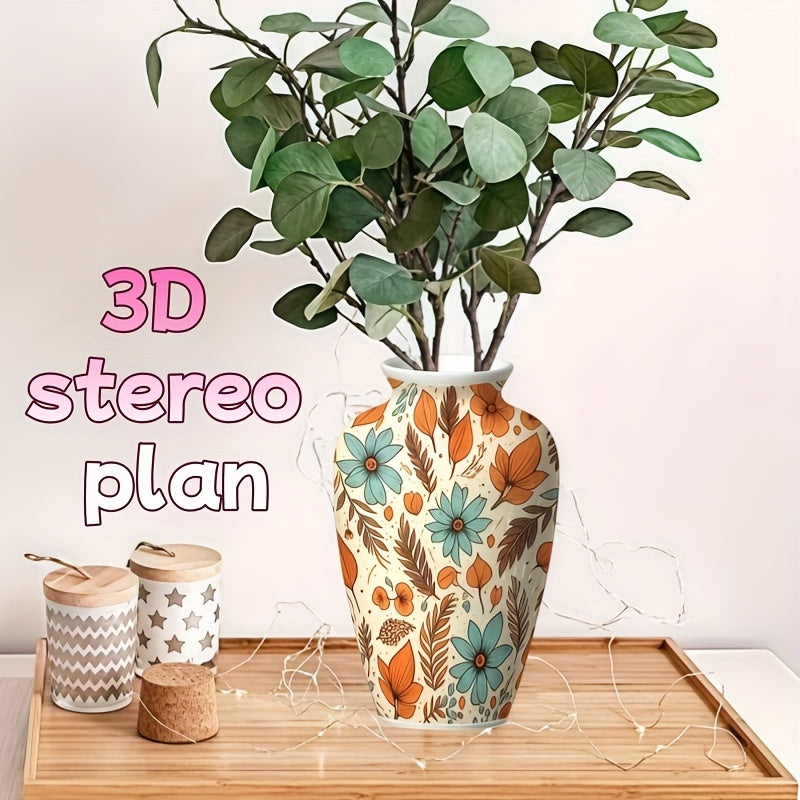 Colorful Fruit 3D Puzzle Vase with Maple Leaf Pattern