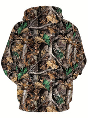 Men's Branches Print Hoodie Casual Hooded Sweatshirt