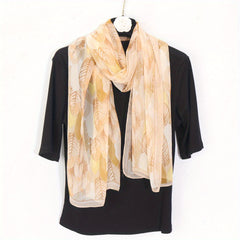 Leaf Printed Lightweight Silky Scarf Sheer Sunscreen Wrap