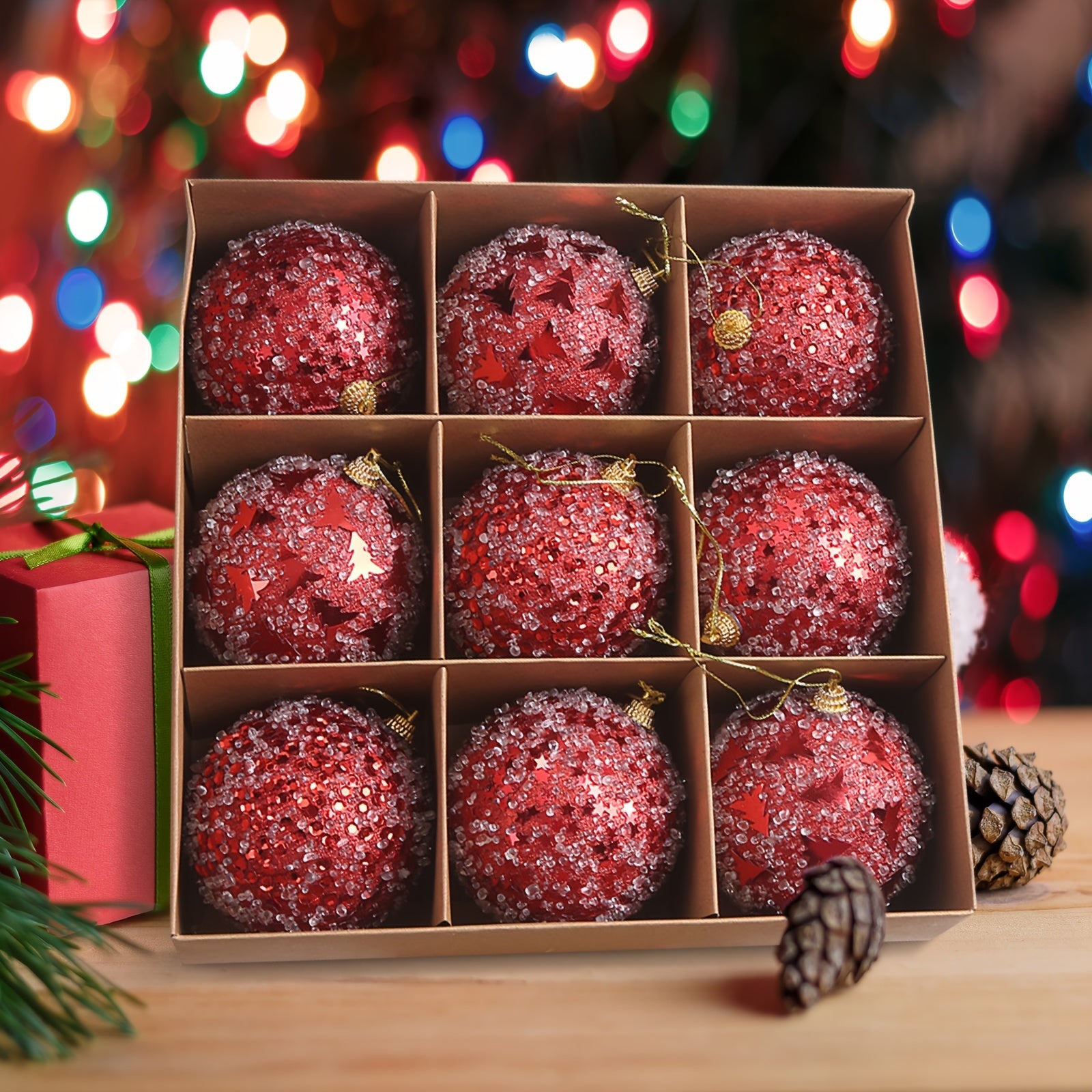 9pcs Shatterproof Christmas Tree Ball Decorations - Solid Style