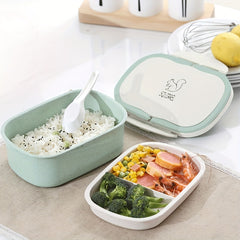 Leakproof Wheat Straw Lunch Box Double Compartment with Lid