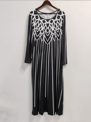 Casual Dress Women's Plus Print Long Sleeve Round Neck S