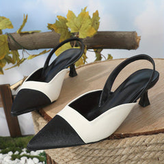 Cap Toe Kitten Heel Slingback Sandals