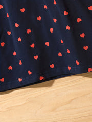 Girls Hearts Hooded Pullover Dress for Spring and Autumn
