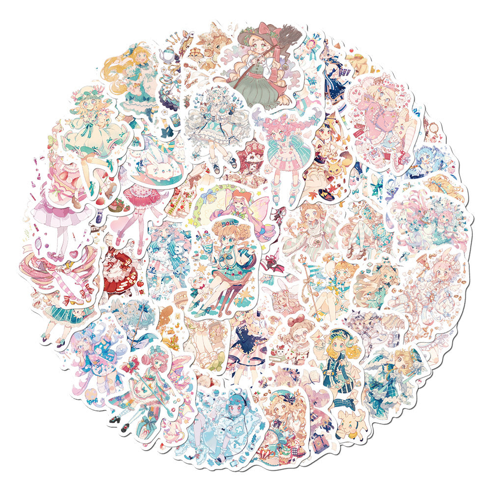 60pcs Anime Girl Stickers for Water Bottles Laptops Luggage & More