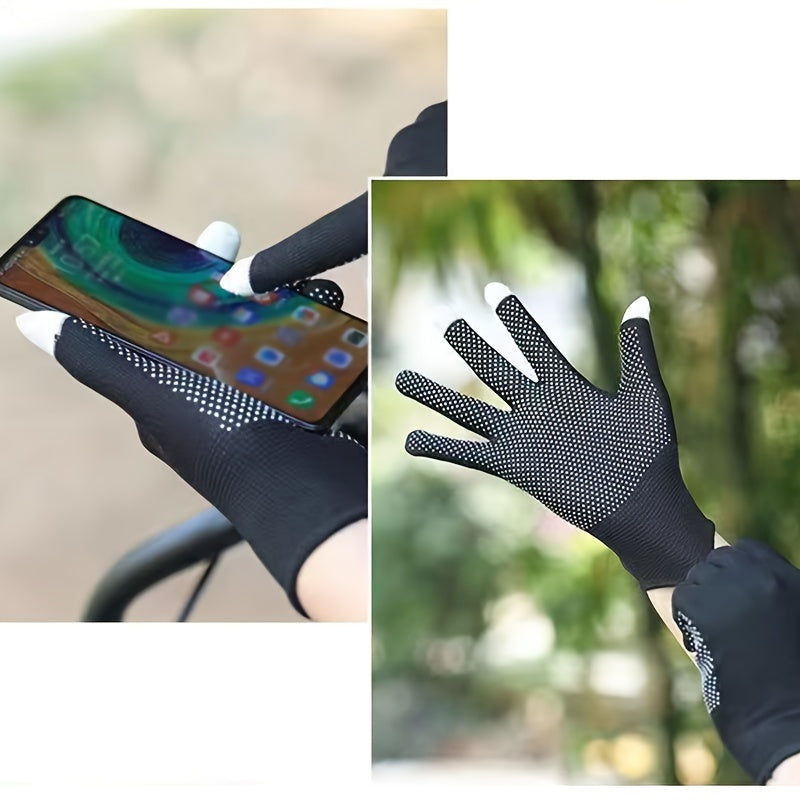 3 Pairs Non Slip Cycling Gloves Touch Screen Protective Perfect For Fishing