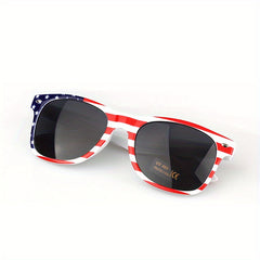 Men's Star Print Striped Sunglasses UV Protection Independence Sunglasses