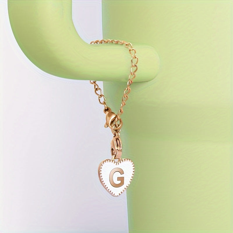 2pcs ID Initial Letter Cup Handle Charm Heart Shaped Pendant Decor