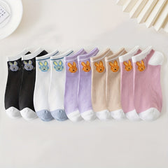 10 Pairs Bunny Print Ankle Socks Women's Stockings