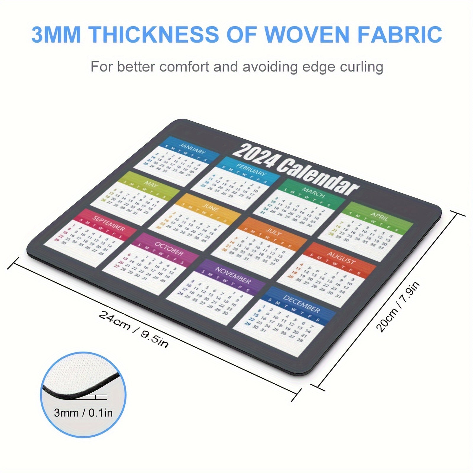 2022 Mouse Pad Calendar Non-Slip Rubber Base Waterproof