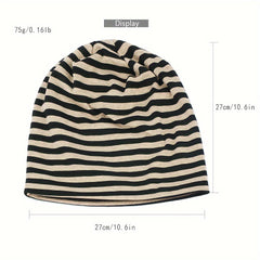 Classic Striped Soft Beanie Pullover Hat Men Women's Sports Running Hat