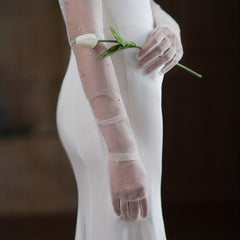 Bridal Rhinestone Mesh Gloves - Wedding Accessories