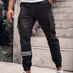 Men's Cargo Pants Flap Pocket Trousers Loose Outdoor Work Streetwear