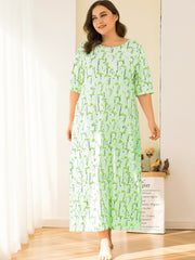Plus Flamingo Print Short Sleeve Nightdress