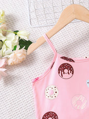 Girl's Donut Print Camisole Top and Shorts Set