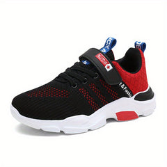 Boys Striped Knit Sneakers with Hook and Loop Fastener