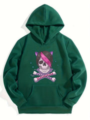 Skull & Bones Pattern Smart Hoodie Girls Halloween Party Top Pullovers