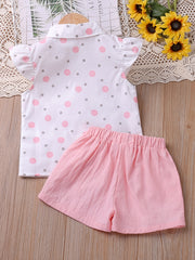 Toddler Girls Polka Dot Blouse & Bow Shorts Set