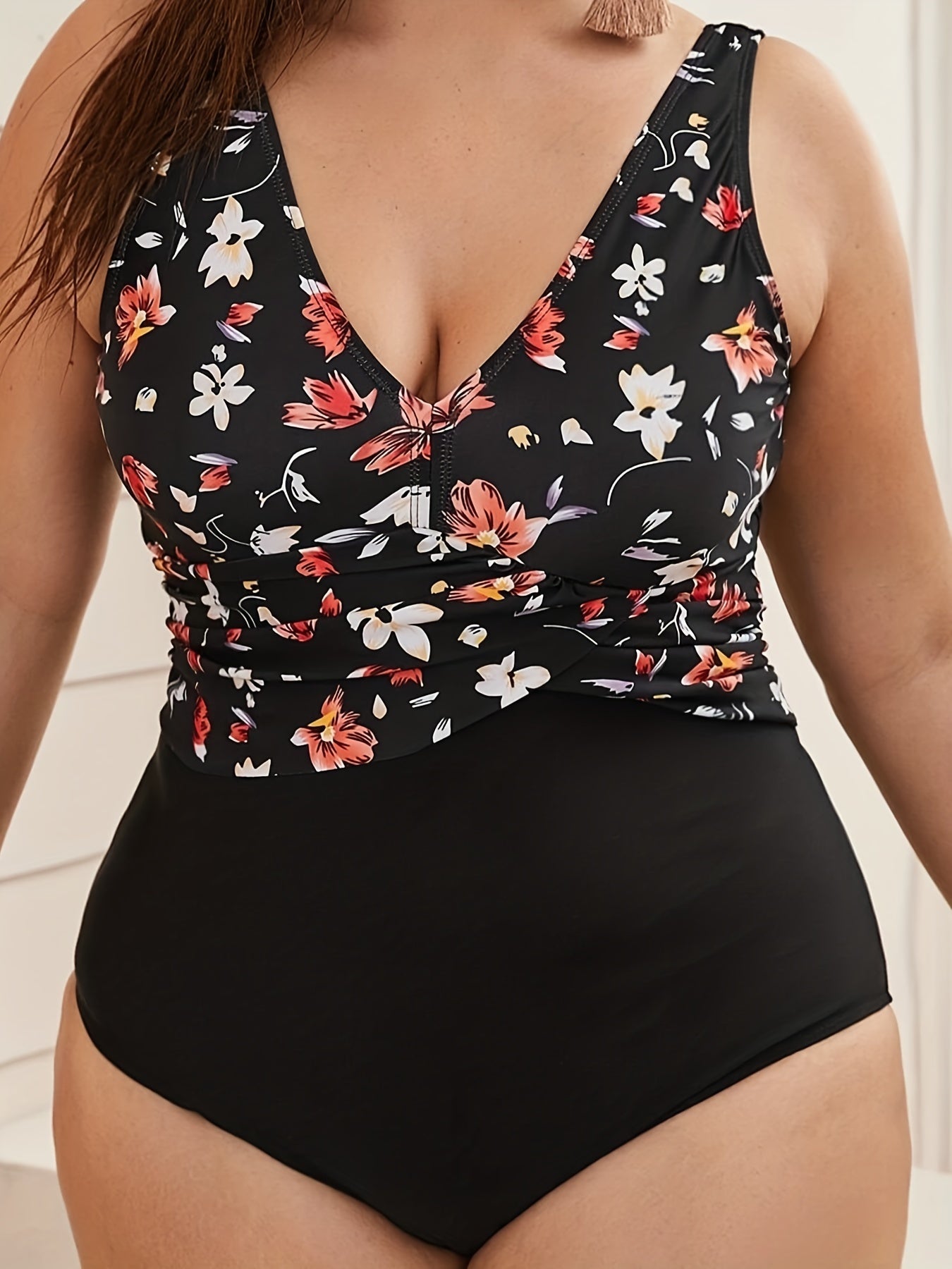 Floral Print One Piece Swimsuit