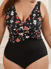 Floral Print One Piece Swimsuit