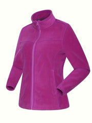 Women's Outdoor Fleece Jacket Zip-front Sports Snow Coat