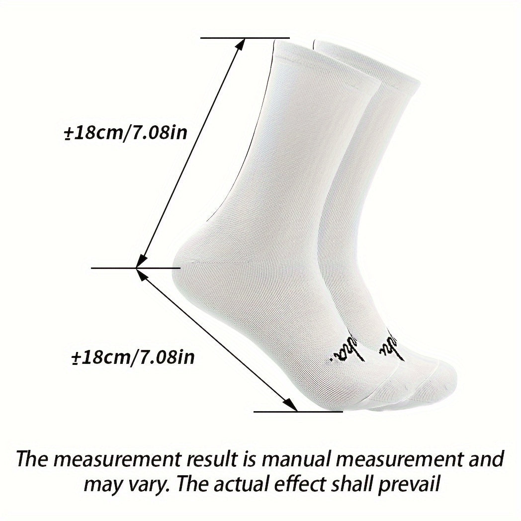 3 Pairs Men's Mid Crew Sport Socks Nylon Blend Breathable Sweat-absorbing Socks