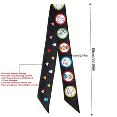 Printed Silk Skinny Scarf Casual Decorative Hair Ribbon