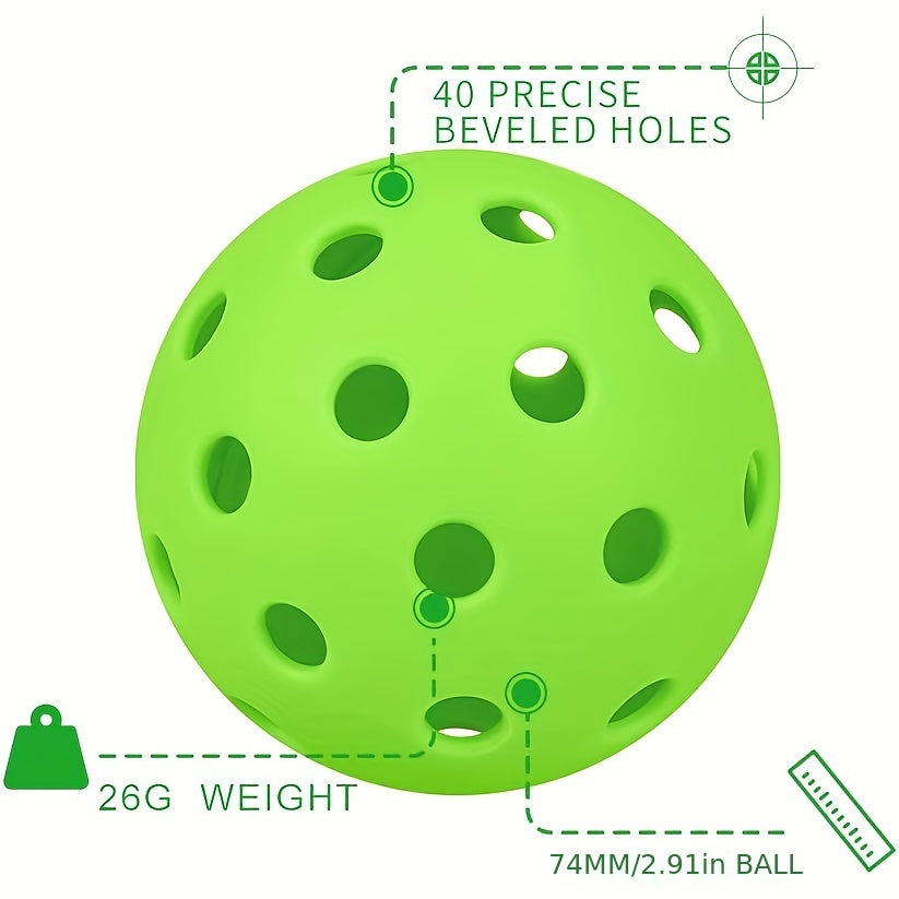 12pcs 40 Holes Outdoor Pickleball Balls High Bouncy Durable Balls