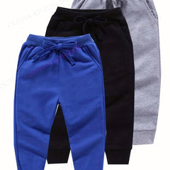 3pcs Boys Active Sweatpants Breathable Jogger Sports Pants