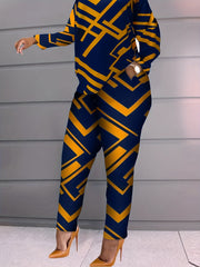 Women's Plus Geo Print Top & Leggings Two Piece Set