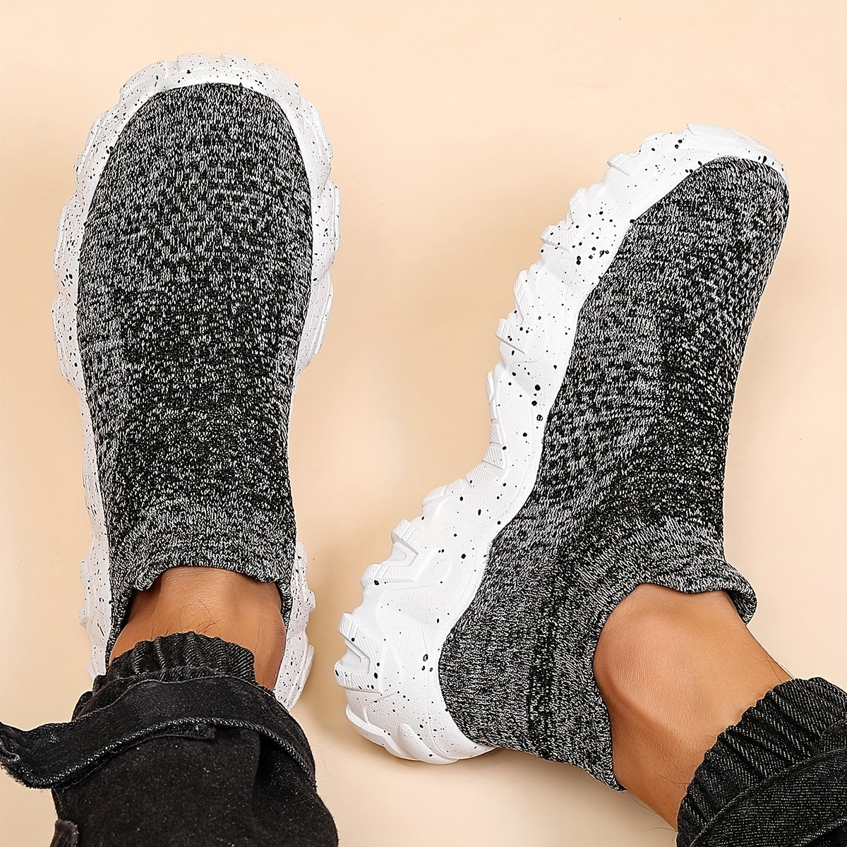 Men's Plus Size Running Sneakers Breathable Slip On Shoes for Outdoor