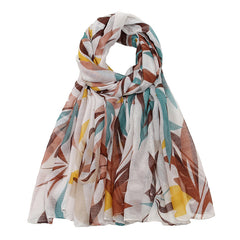 Leaf Plant Print Shawl Lightweight Casual Warm Scarf