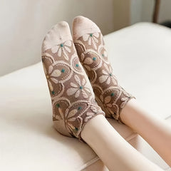 5 Pairs Floral Print Low Cut Women's Socks