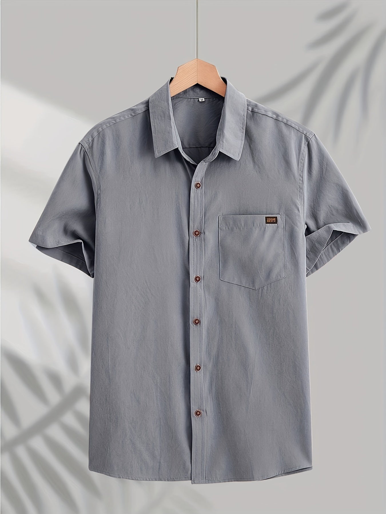 Men's Lapel Shirt with Chest Pocket Short Sleeve Button Up