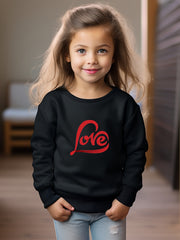 Girls Heart Pattern Crew Neck Sweatshirt For Spring Fall