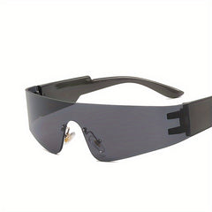 Y2K Rimless Sunglasses Flat Top Cyberpunk Eyewear