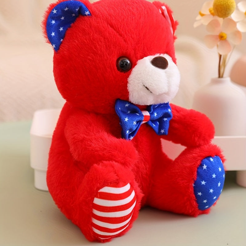 American Flag Teddy Bear Plush Toy Carnival Bow Tie Bear Gift