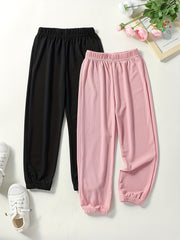 2pcs Toddler Girls Sweatpants Elastic Waist Casual Sport Joggers