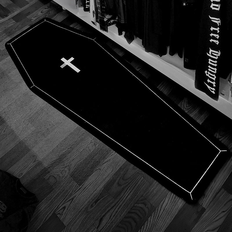 1pc Cross Pattern Gothic Halloween Bedside Blanket Carpet
