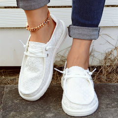 Women's Floral Print Canvas Shoes Low Top Lace Up Round Toe Casual Shoes