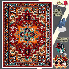 Vintage Persian Carpet Pattern Jigsaw Puzzle Red & Brown Floral