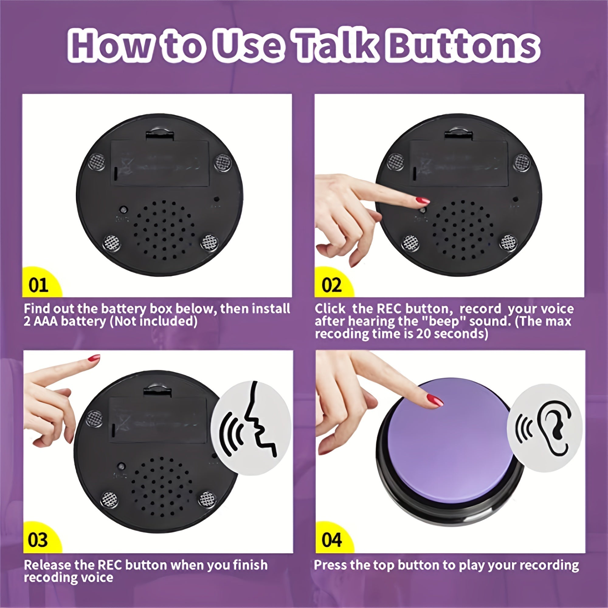 Dog & Cat Training Voice Buttons - Easy Communication & Speech Training