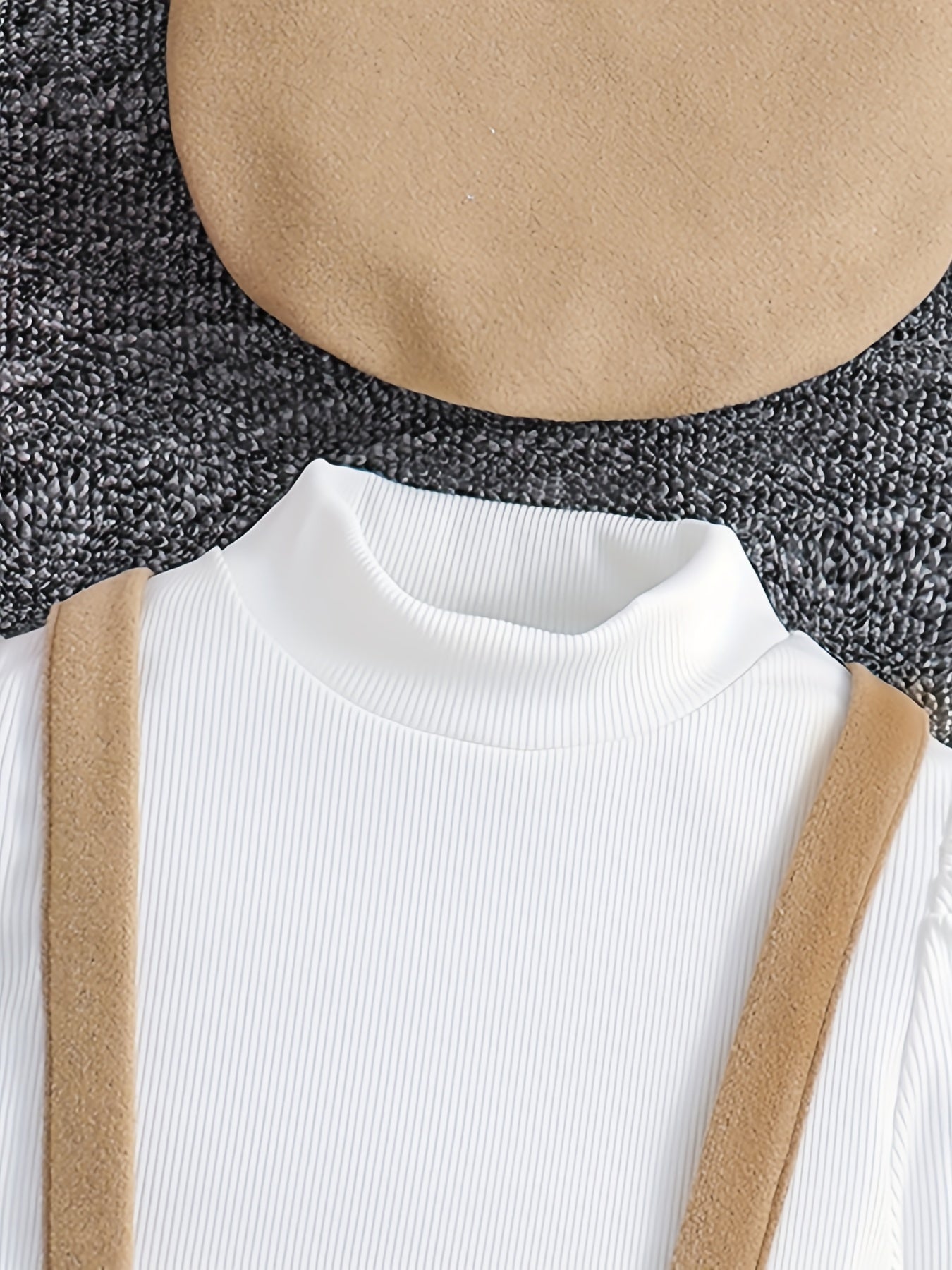 Long Sleeve Top & Suspender Skirt Girl's Set With Hat